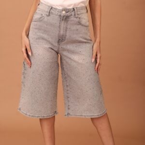 LUCILLE CRYSTAL EMBELLISHED DENIM SHORTS
