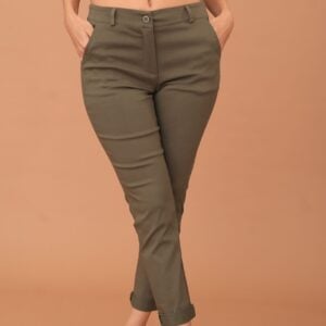 VIVIAN COTTON ELASTIC TROUSERS - KHAKI