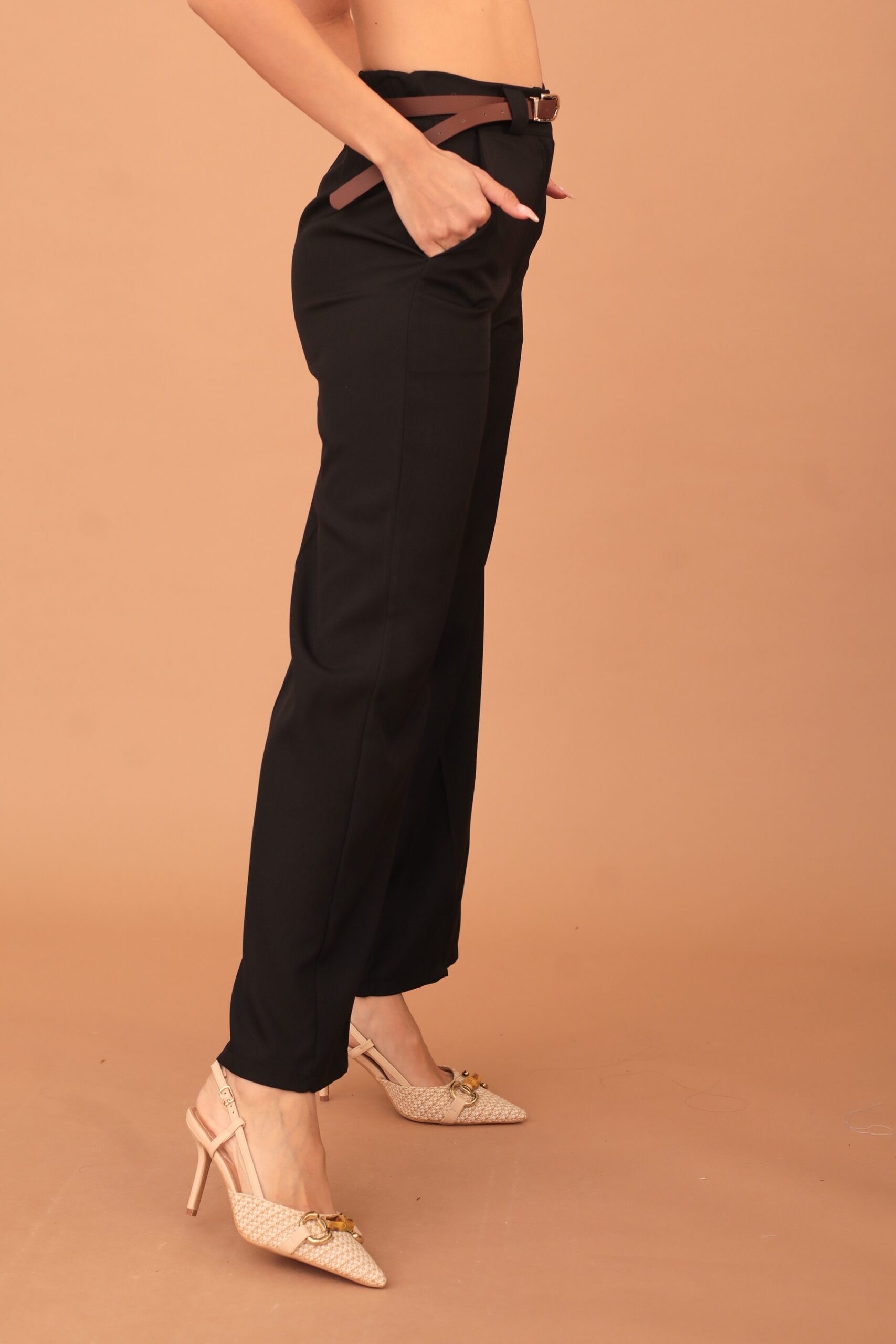 RAVENNA PLEATED TROUSERS WITH BELT - NERO - Image 2