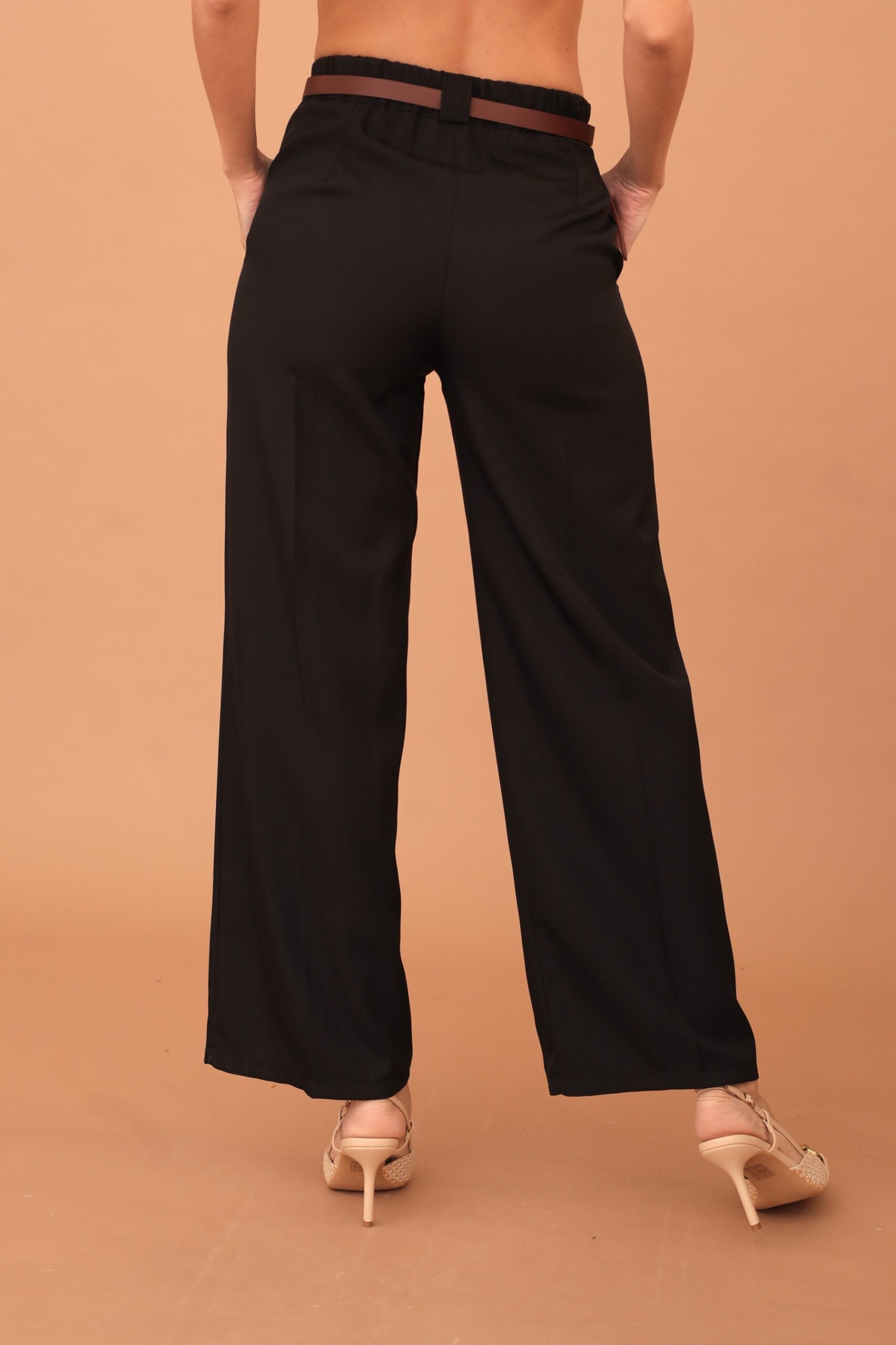 RAVENNA PLEATED TROUSERS WITH BELT - NERO - Image 3