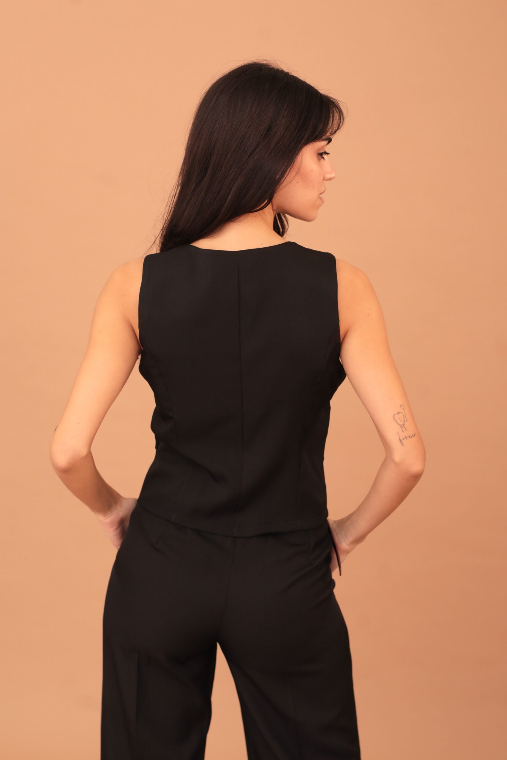 RAVENNA BUTTONED VEST - BLACK - Image 3