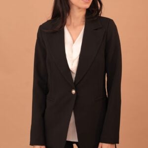 EMELDA GOLD BUTTON BLAZER - BLACK