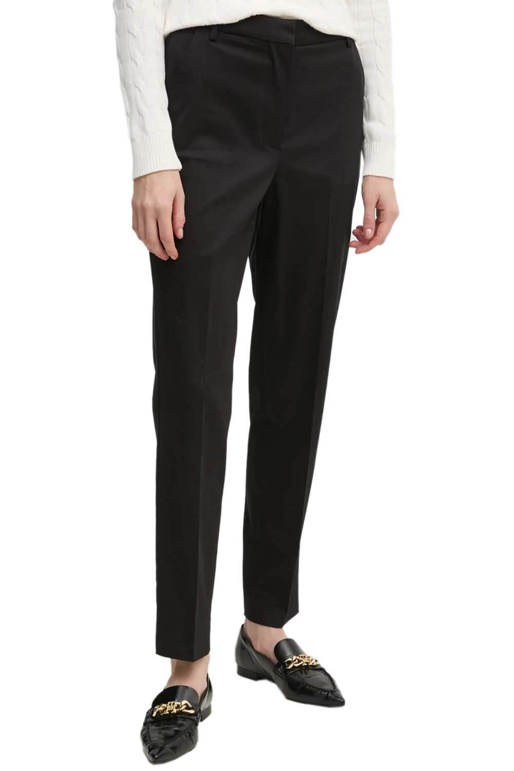 CALVIN KLEIN PLEATED STRAIGHT PANTS - BLACK