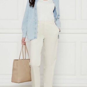 CALVIN KLEIN PLEATED STRAIGHT PANTS - WHITE
