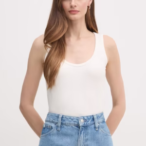 CALVIN KLEIN RIBBED TANK TOP - BEIGE