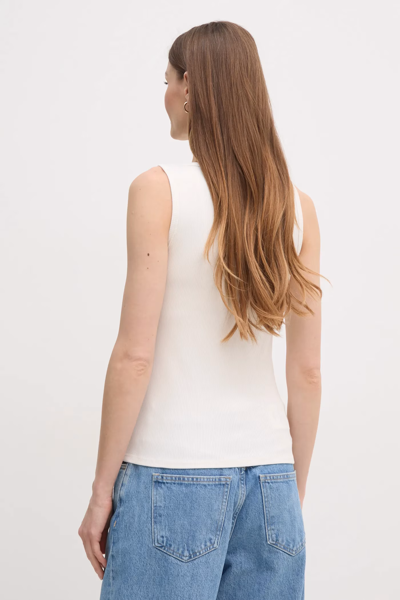 CALVIN KLEIN RIBBED TANK TOP - BEIGE - Image 2