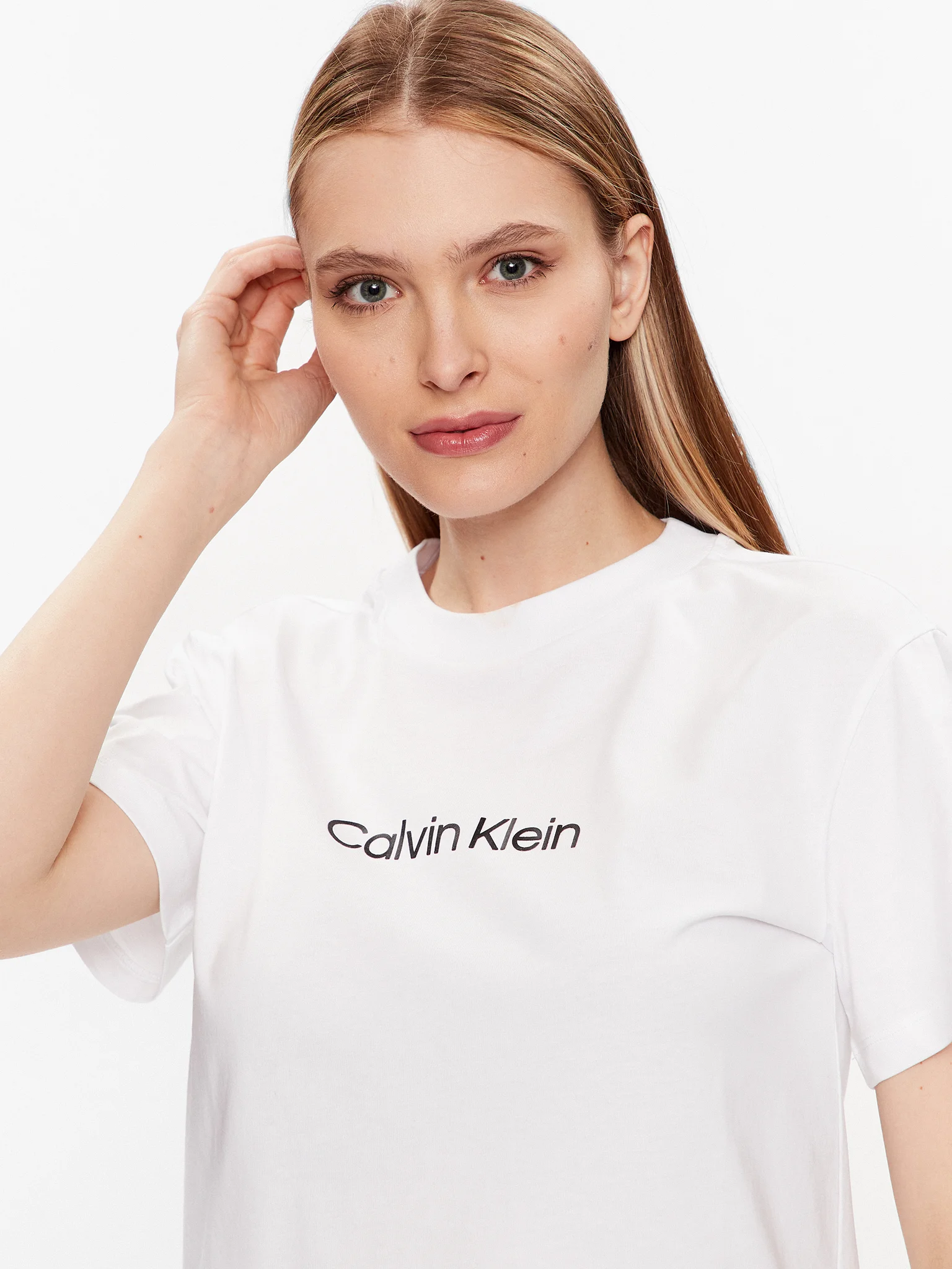 CALVIN KLEIN LOGO BLOUSE - WHITE