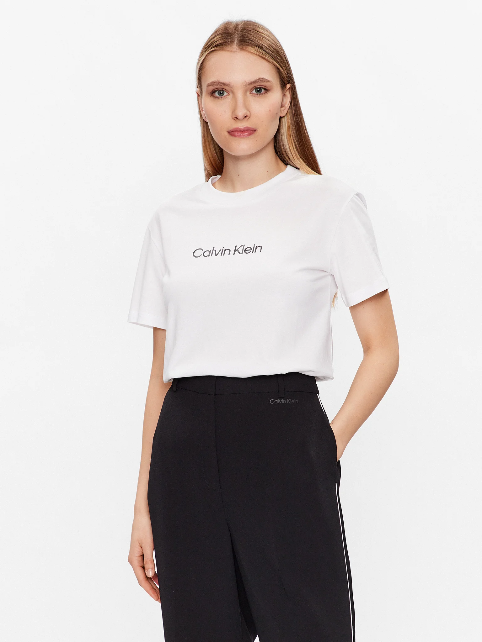 CALVIN KLEIN LOGO BLOUSE - WHITE - Image 2