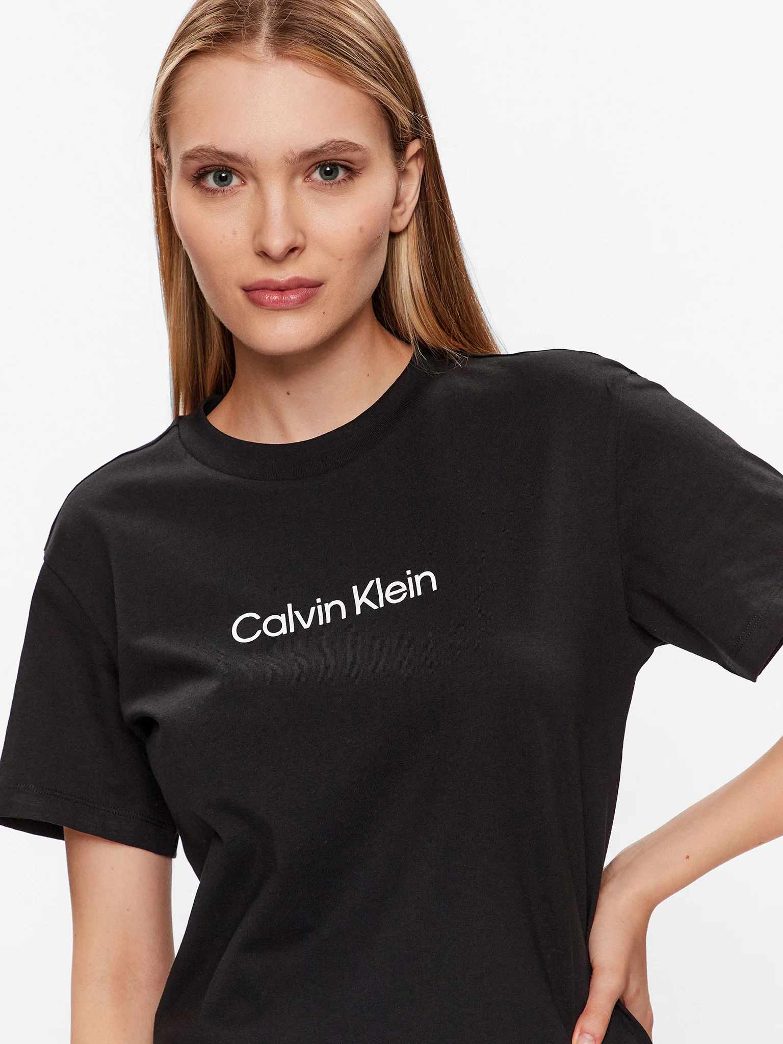CALVIN KLEIN LOGO BLOUSE - BLACK