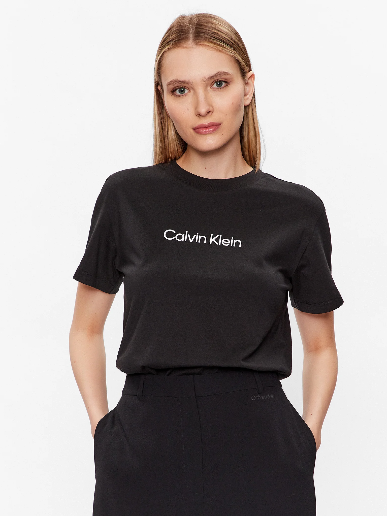 CALVIN KLEIN LOGO BLOUSE - BLACK - Image 2