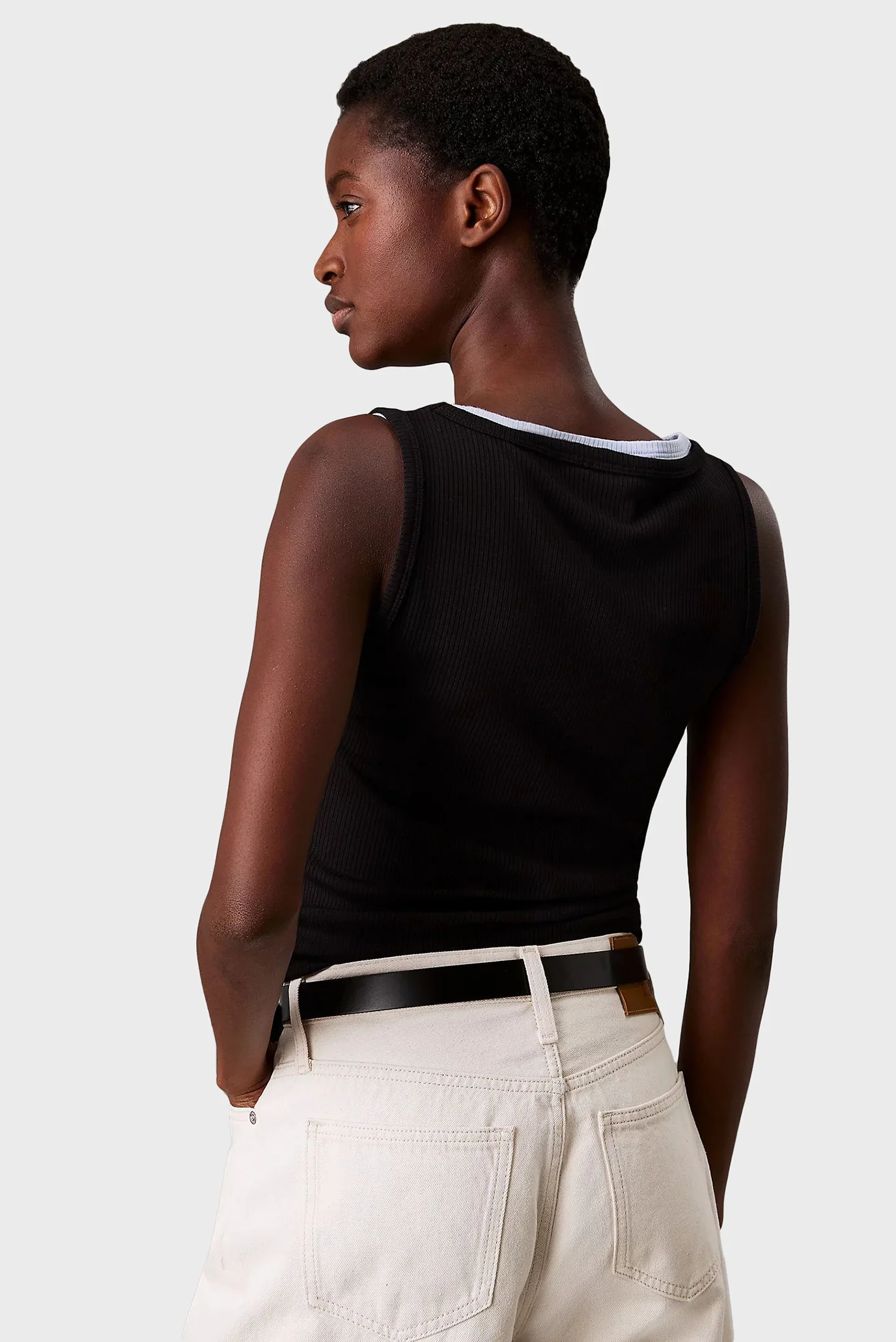 CALVIN KLEIN RIBBED TANK TOP - BLACK - Image 2