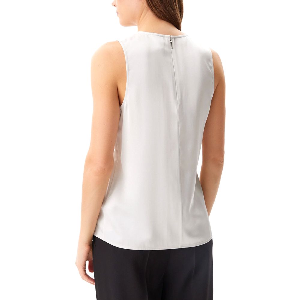 CALVIN KLEIN SLEEVELESS SATIN FEEL TOP - WHITE - Image 3