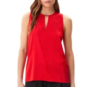 CALVIN KLEIN SLEEVELESS SATIN FEEL TOP - RED
