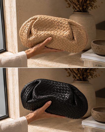 SOFT WEAVE BAG WITH METAL RING - BLACK - Image 2