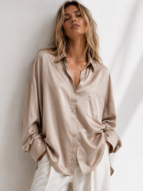 BELINDA SILK SHIRT - BEIGE