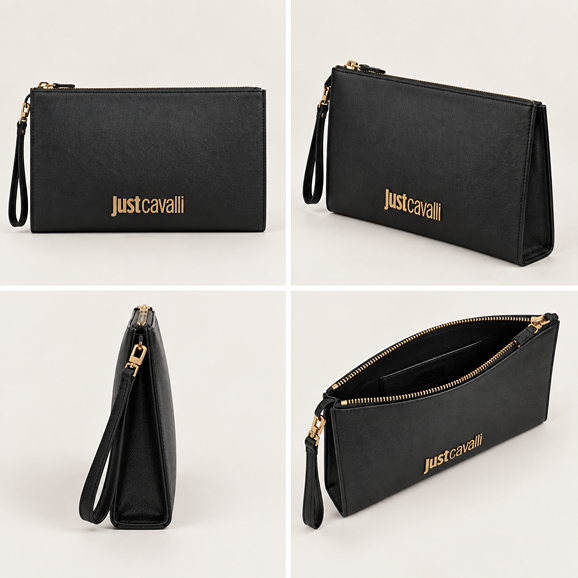 JUST CAVALLI SAFFIANO POUCH - GOLD DETAILING - Image 2
