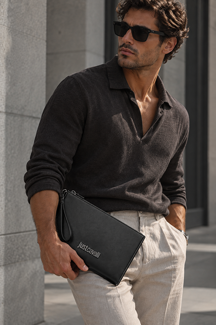 JUST CAVALLI SAFFIANO POUCH - SILVER DETAILING - Image 3