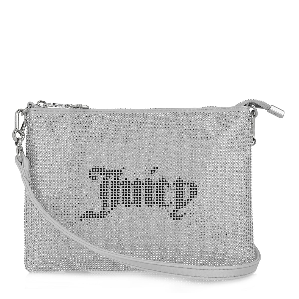 JUICY COUTURE CRYSTAL EMBELLISHED POUCH - SILVER