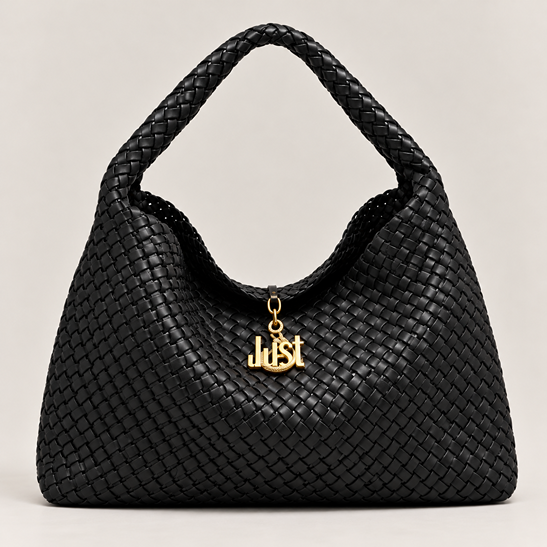 JUST CAVALLI LARGE WOVEN SNAKE LOGO - BLACK