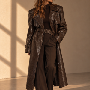 COREEN CROC-SHAPED COAT - BROWN
