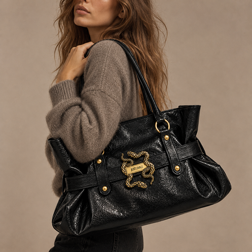 JUST CAVALLI CRUNCHY PATENT LEATHER SHOULDER BAG - Image 2
