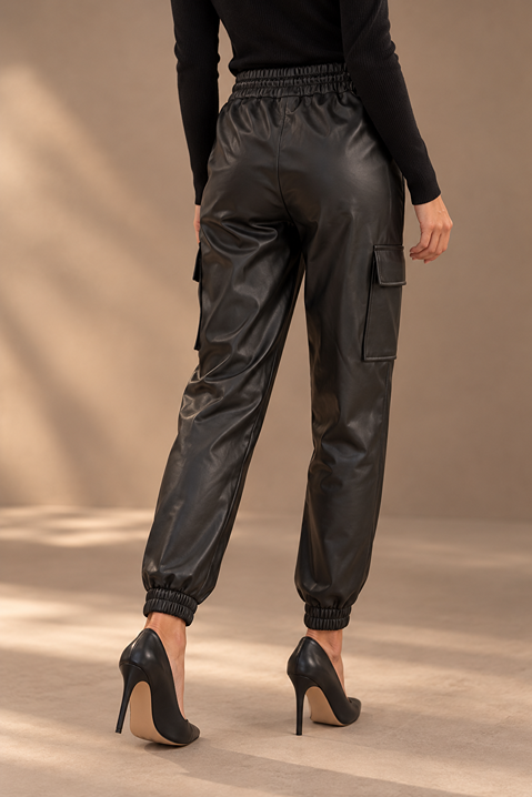AVA CARGO FAUX LEATHER PANTS - BLACK - Image 2