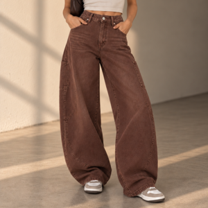 SANDRO BROWN BARREL JEANS