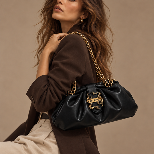 JUST CAVALLI SOFT OVAL POUCH - BLACK - Image 2
