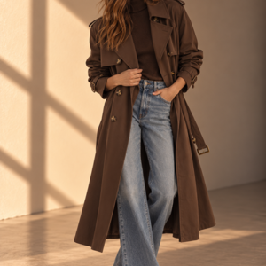 LYRA LONG RAINCOAT - BROWN