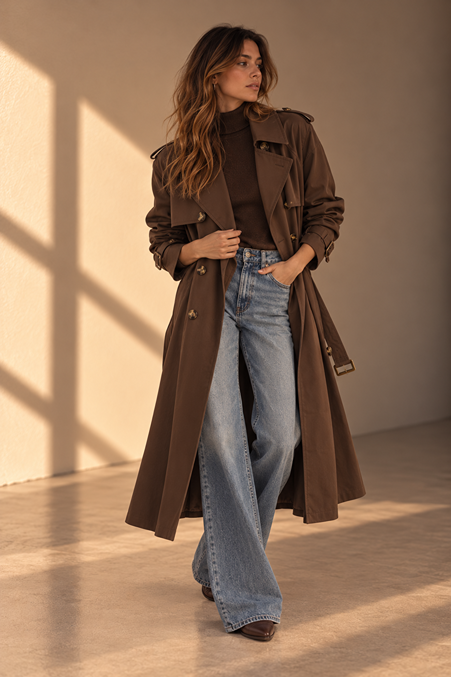 LYRA LONG RAINCOAT - BROWN