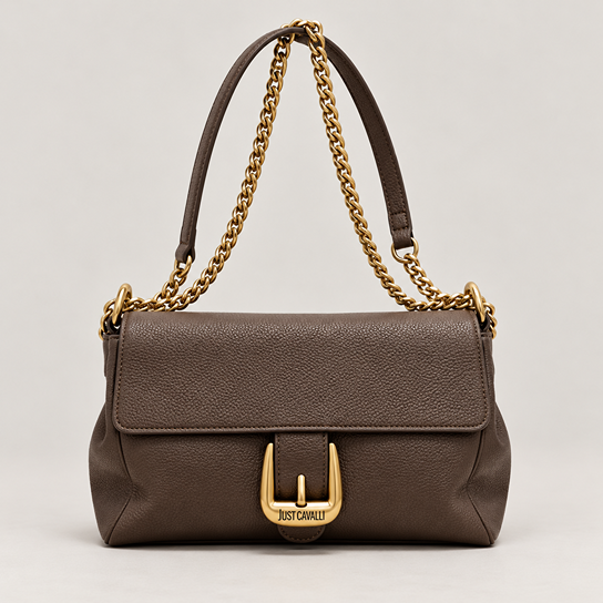 JUST CAVALLI MEDIUM EVELYN HANDBAG - MOCCA BROWN