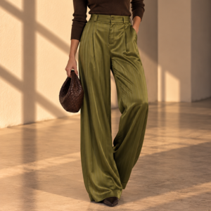 ONYX STRIPED GOLD LINED TROUSERS - GREEN