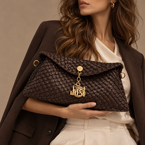 JUST CAVALLI MEDIUM WOVEN SNAKE LOGO FLAP - BROWN - Image 2