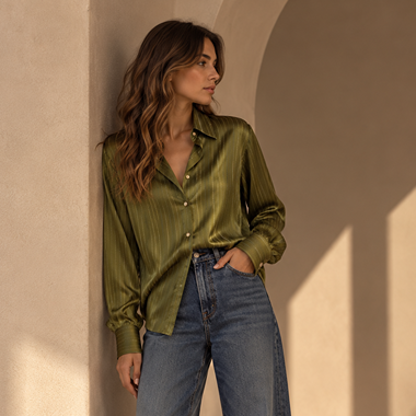 ONYX STRIPED GOLD LINED SHIRT - GREEN
