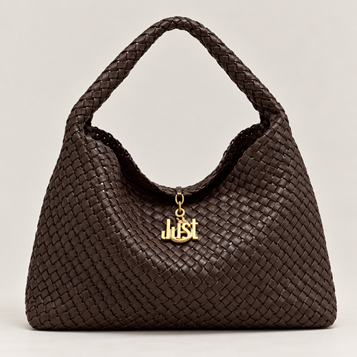 JUST CAVALLI LARGE WOVEN SNAKE LOGO - BROWN