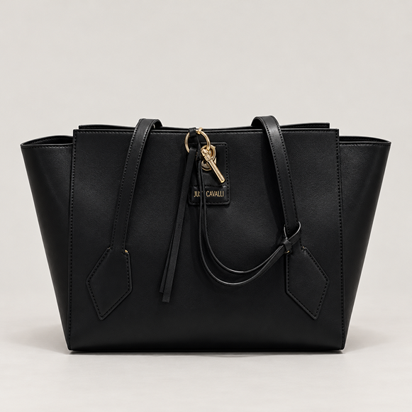 JUST CAVALLI LARGE LOCKER SIDE FLAPPED SHOULDER BAG