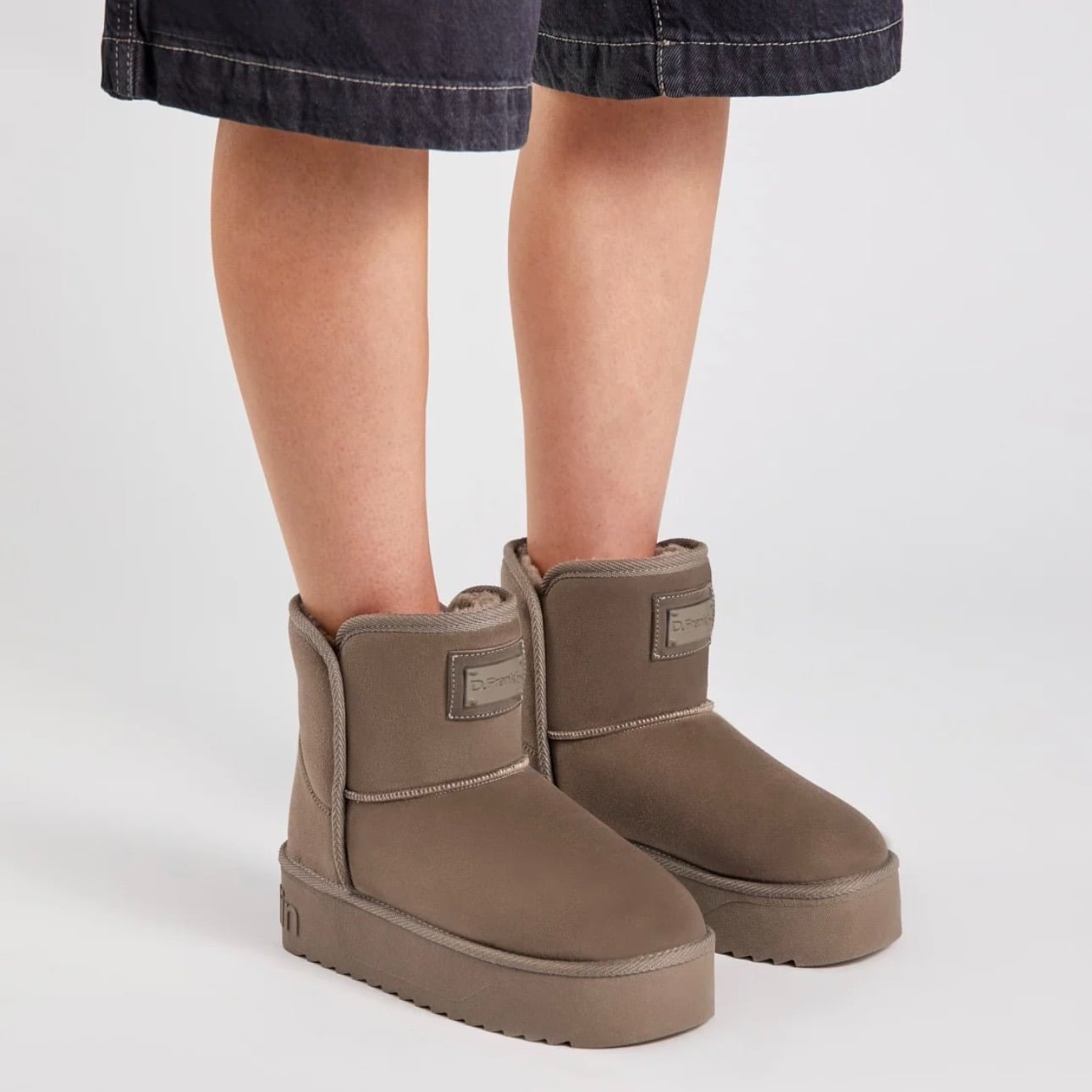 MID RISE FAUX-FUR LINED BOOTIES - TAUPE - Image 2