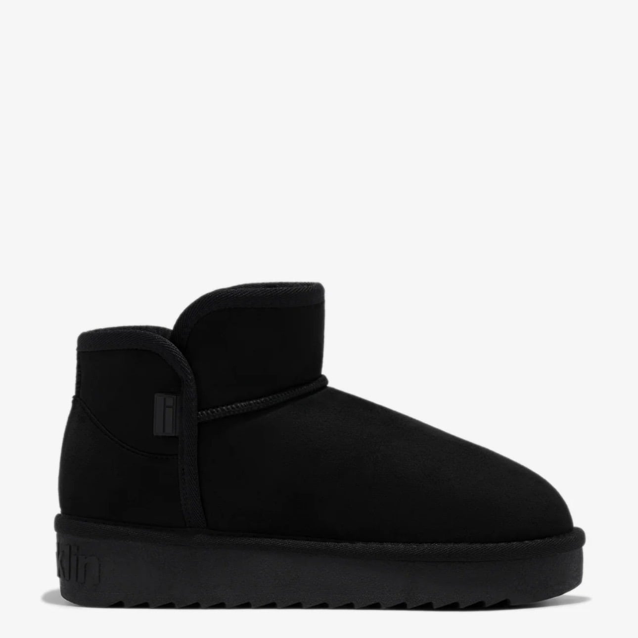 LOW RISE FAUX-FUR LINED FLATS - BLACK