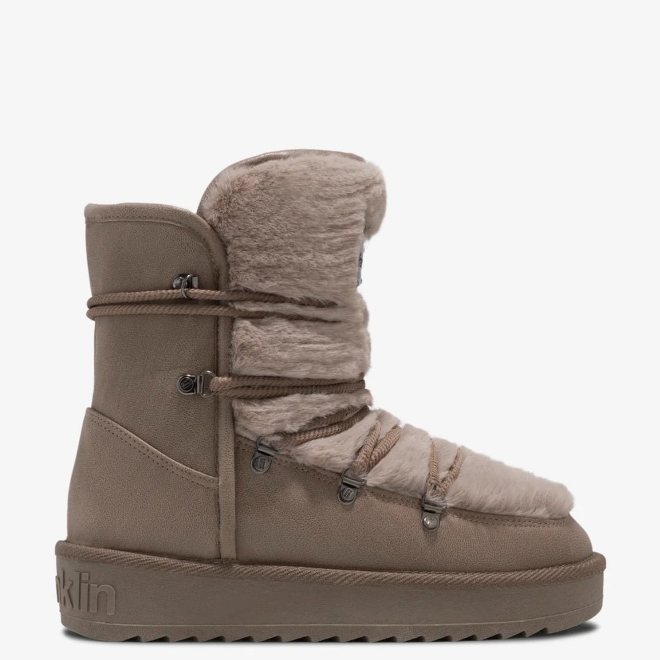 FLAT HIGH RISE FUR-LAYERED BOOTIES