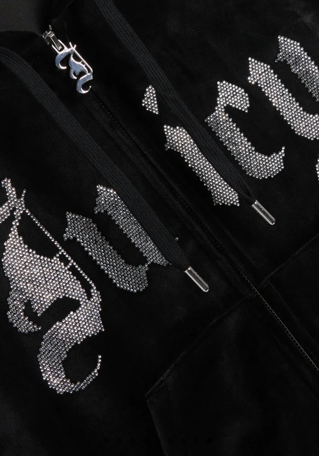 JUICY COUTURE MEGA CRYSTAL LOGO VELOUR SET - BLACK - Image 4