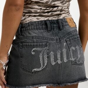 JUICY COUTURE CRYSTAL DENIM MINI SKIRT - BLACK