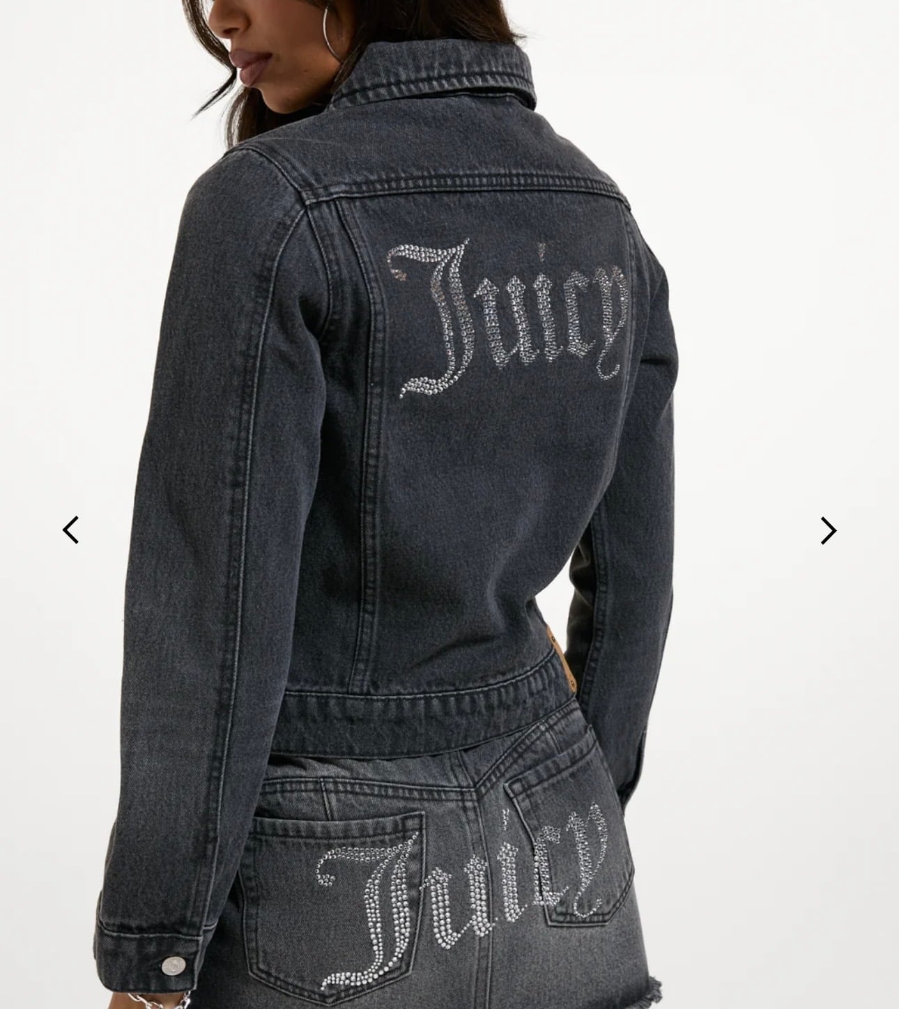 JUICY COUTURE CRYSTAL DENIM JACKET - BLACK