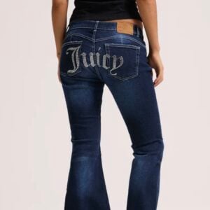 JUICY COUTURE CRYSTAL FLARED DENIM - BLUE