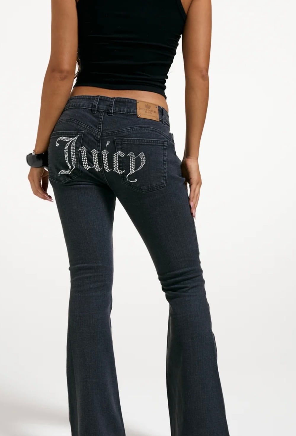 JUICY COUTURE CRYSTAL FLARED DENIM - BLACK