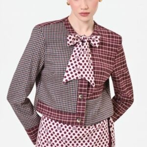 STRIPED - DOTTED BOW EMBELLISHED JACKET
