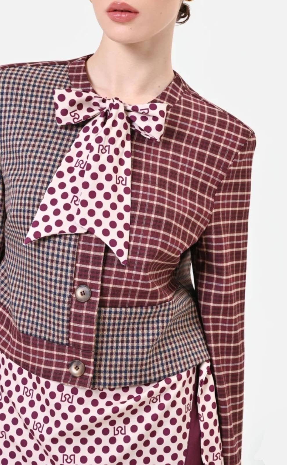 STRIPED - DOTTED BOW EMBELLISHED JACKET - Image 5