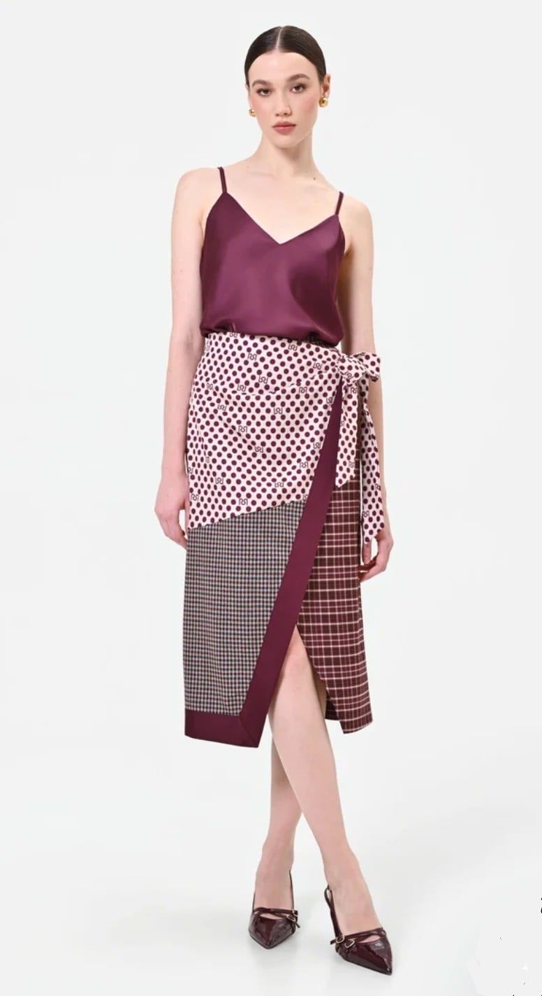 STRIPED - DOTTED ENVELOPE WRAP SKIRT - Image 6