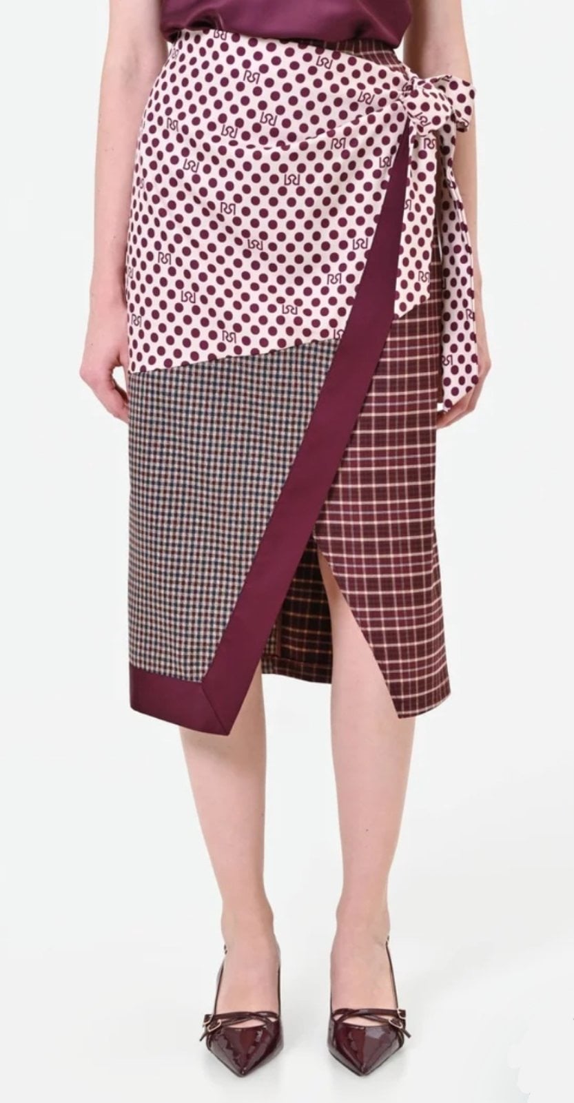 STRIPED - DOTTED ENVELOPE WRAP SKIRT - Image 5