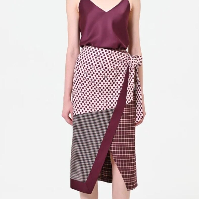 STRIPED - DOTTED ENVELOPE WRAP SKIRT