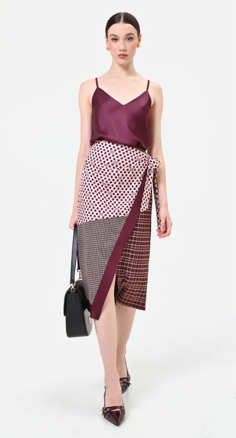 STRIPED - DOTTED ENVELOPE WRAP SKIRT - Image 4